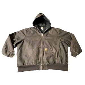 Carhartt Hoodie Mens 4XL J130 DKB Quilted Hooded Jacket Brown